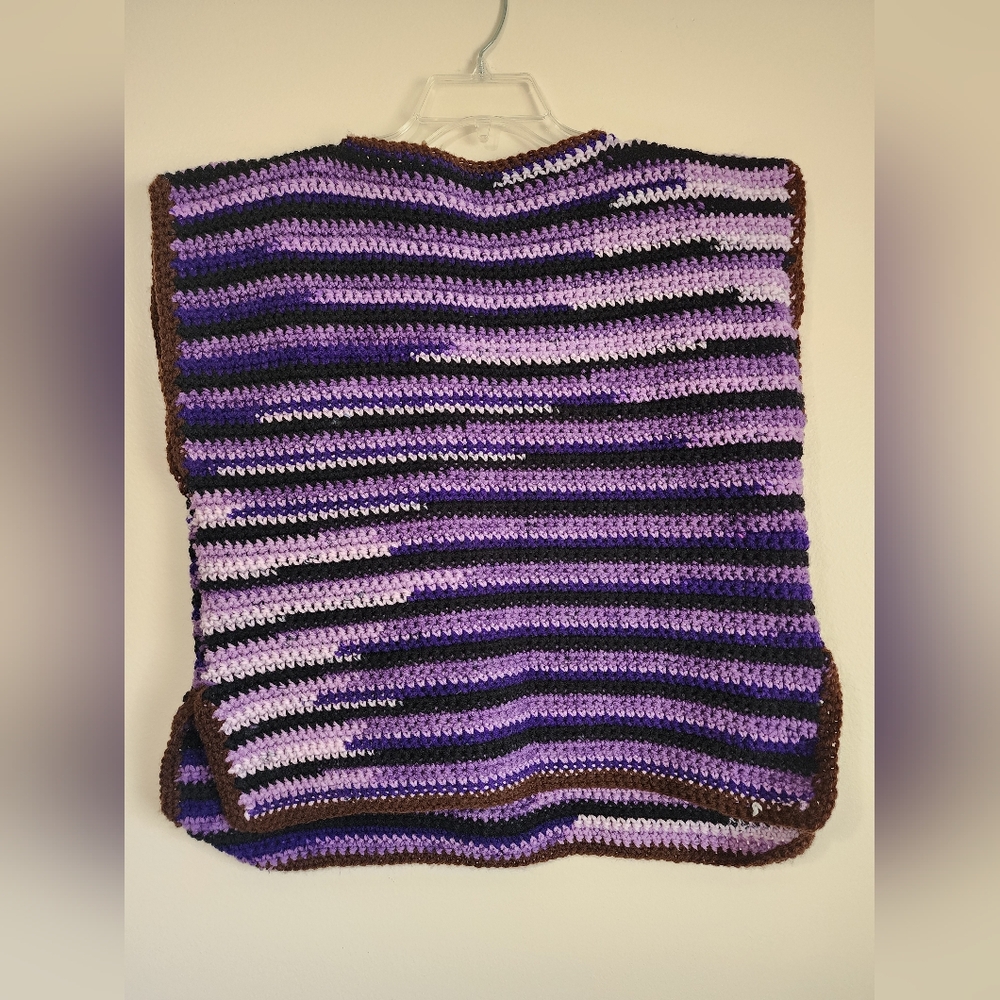 Crochet Striped Purple and Brown Women's Sweater